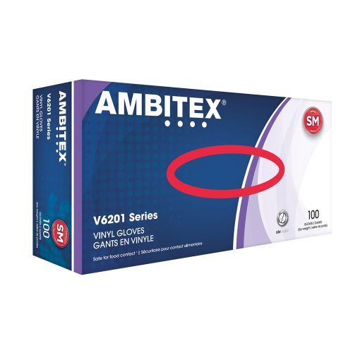 Ambitex® Vinyl Gloves Powder Free, Small, Clear